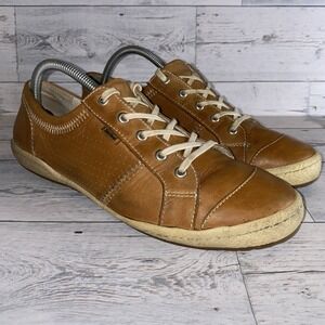 Josef Seibel Shoes Womens 42 Brown Leather Sneakers Casual European Comfort Logo